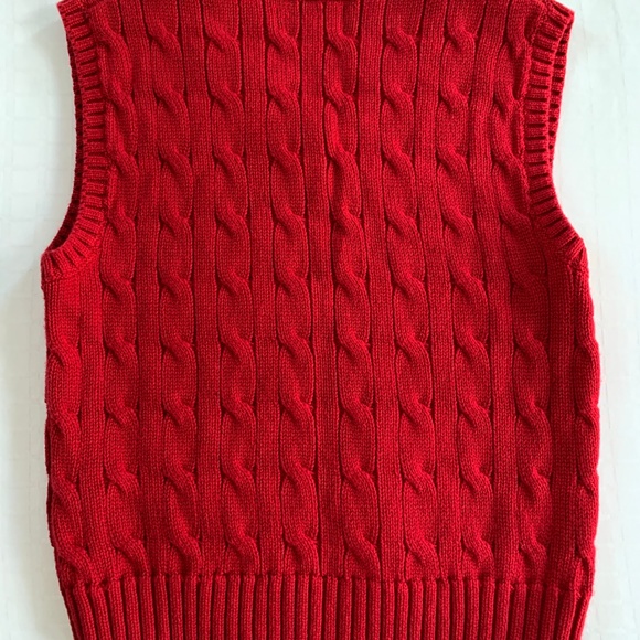 Polo Ralph Lauren Red Cable Knit Sweater Vest Size 3T Christmas Holiday Festive - Picture 2 of 7